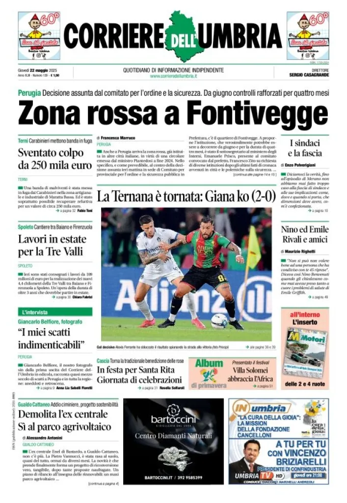 Prima-pagina-corriere umbria-del-2025-05-22